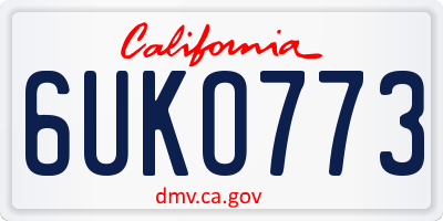 CA license plate 6UKO773