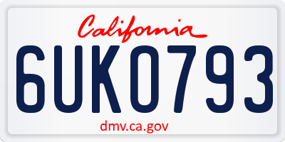 CA license plate 6UKO793