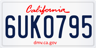 CA license plate 6UKO795