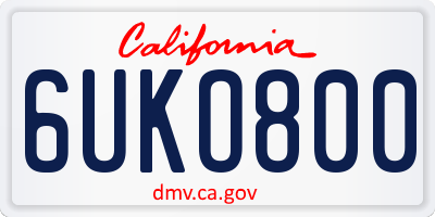 CA license plate 6UKO800