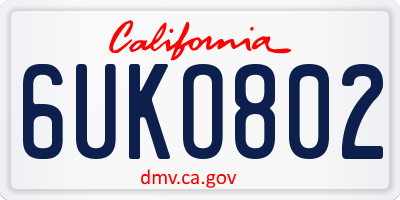 CA license plate 6UKO802
