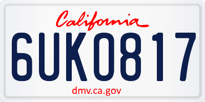 CA license plate 6UKO817