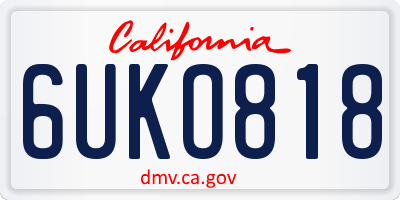 CA license plate 6UKO818