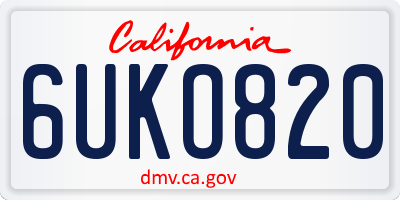 CA license plate 6UKO820