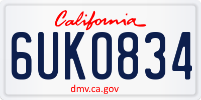 CA license plate 6UKO834
