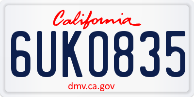 CA license plate 6UKO835