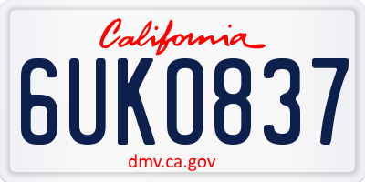 CA license plate 6UKO837