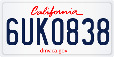 CA license plate 6UKO838