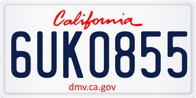 CA license plate 6UKO855