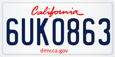 CA license plate 6UKO863