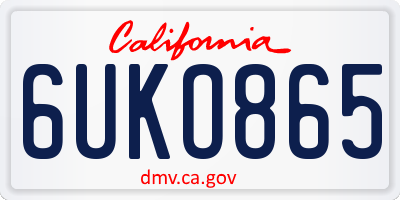 CA license plate 6UKO865