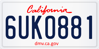 CA license plate 6UKO881