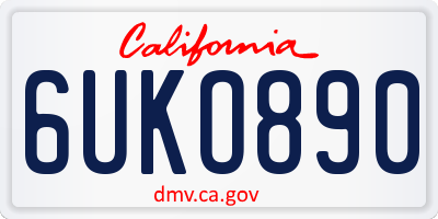 CA license plate 6UKO890