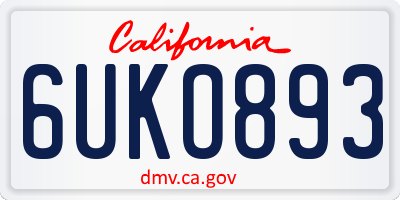 CA license plate 6UKO893