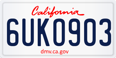 CA license plate 6UKO903