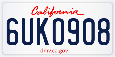 CA license plate 6UKO908