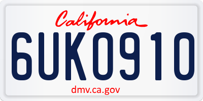 CA license plate 6UKO910