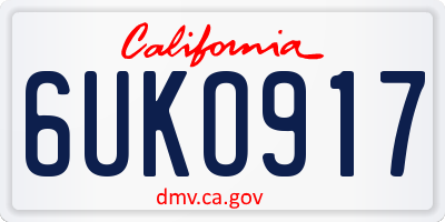 CA license plate 6UKO917