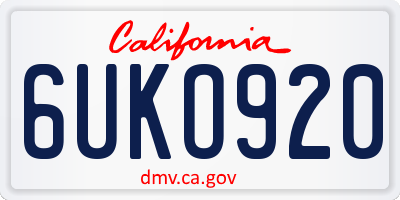 CA license plate 6UKO920