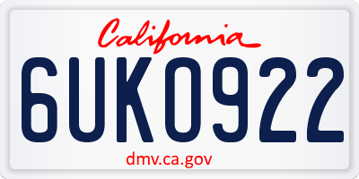 CA license plate 6UKO922