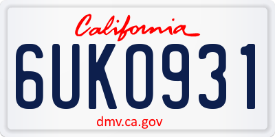 CA license plate 6UKO931