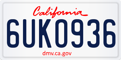 CA license plate 6UKO936