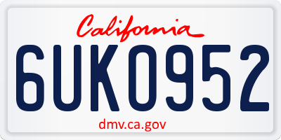 CA license plate 6UKO952