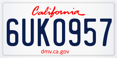 CA license plate 6UKO957