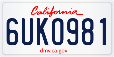 CA license plate 6UKO981