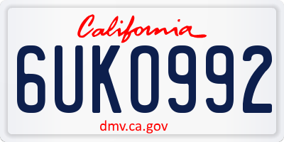 CA license plate 6UKO992