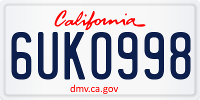 CA license plate 6UKO998