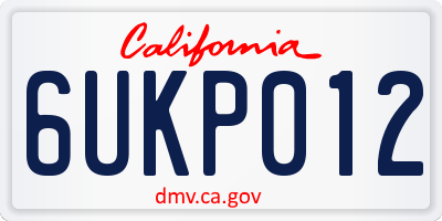 CA license plate 6UKP012
