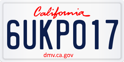 CA license plate 6UKP017