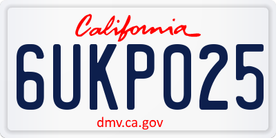 CA license plate 6UKP025