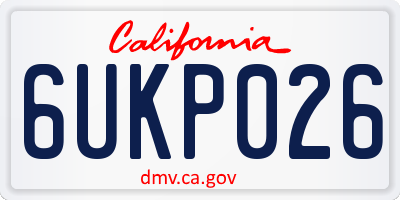 CA license plate 6UKP026