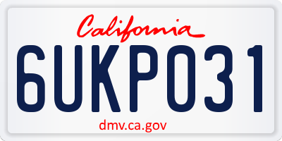 CA license plate 6UKP031