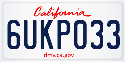 CA license plate 6UKP033