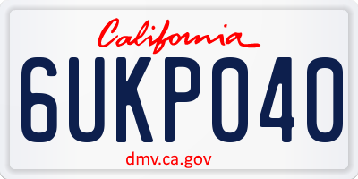CA license plate 6UKP040