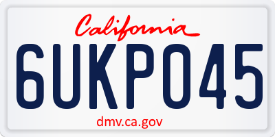 CA license plate 6UKP045