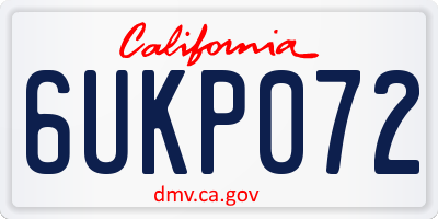 CA license plate 6UKP072