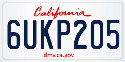 CA license plate 6UKP205
