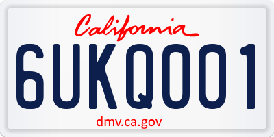 CA license plate 6UKQ001