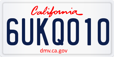 CA license plate 6UKQ010