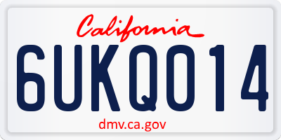 CA license plate 6UKQ014