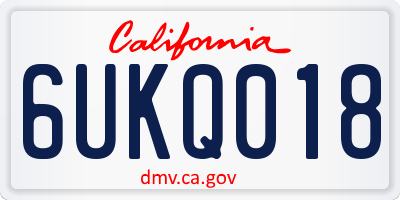 CA license plate 6UKQ018