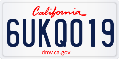 CA license plate 6UKQ019