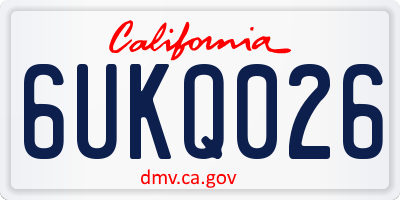 CA license plate 6UKQ026