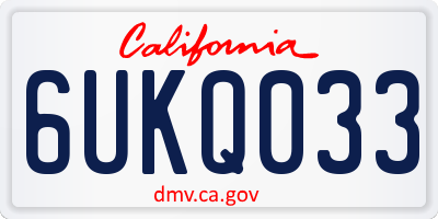 CA license plate 6UKQ033