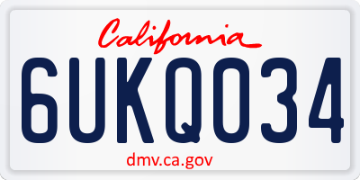 CA license plate 6UKQ034