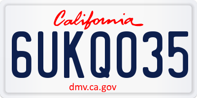 CA license plate 6UKQ035
